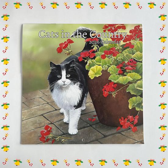 Kočky na venkově 2026 Kalendář 12 měsíců Leden až Prosinec Měsíční Týdenní Plánovač