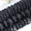 Durable 10cm Wide Chiffon Pleated Fabric 1m Three Layers Lace Fabric DIY Ruffled Lace Trims Apparel Curtains Sewing Decor
