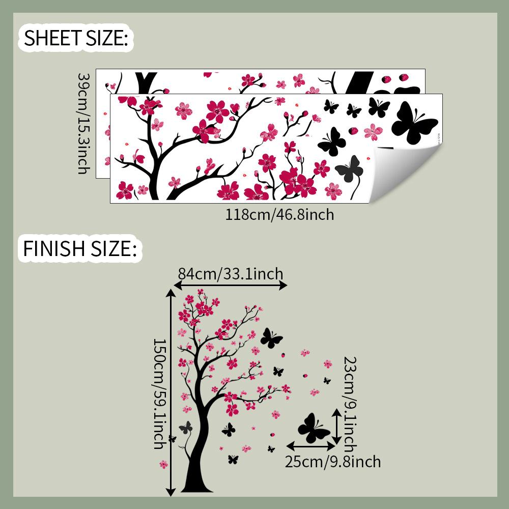 

Large Hand Painted Plum Blossom Branch Butterfly Wall Sticker for Bedroom Living Room Background Wall Decoration Self-Adhesive 39x118cmx2pcs різнокольоровий