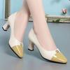 Autumn Soft Leather Single Shoes Soft Sole Comfortable New Work Shoes Medium High Heels Versatile Leather Shoes