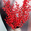 Wholesale Artificial Christmas Red Berries Branches 30heads Plastic Fake Berry Holly Branch Plants Flowers Party Home Decoration