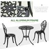 Three Piece Aluminium Floral Bistro Garden Set Black