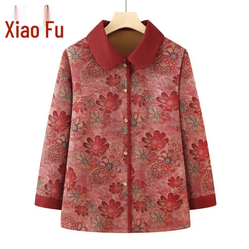 

Elderly Women s Floral Print Cardigan Blouse XL