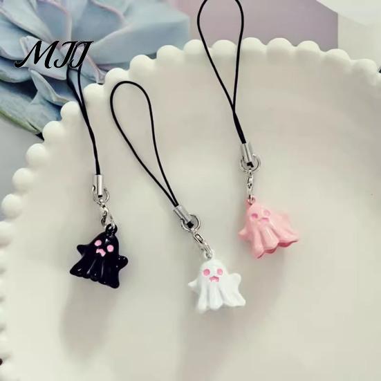 Ghost Keychain Pendant Cartoon Shape Halloween Party Charm Phone with Lanyard Backpack Accessories