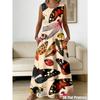 Abito da Donna Senza Maniche Girocollo con Stampa 3D Lungo Maxi per Estate Spiaggia Vacanza Abbigliamento Casual