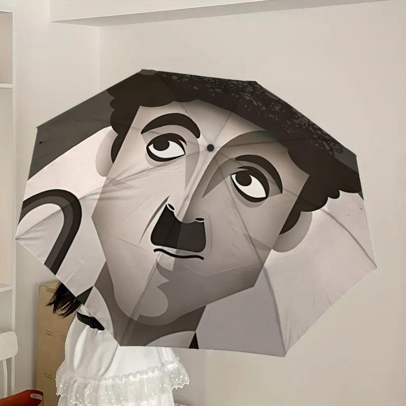 1pc Charlie Chaplin Automatic Folding Umbrella, Portable Collapsible Design, Casual Outdoor Accessory L1127072