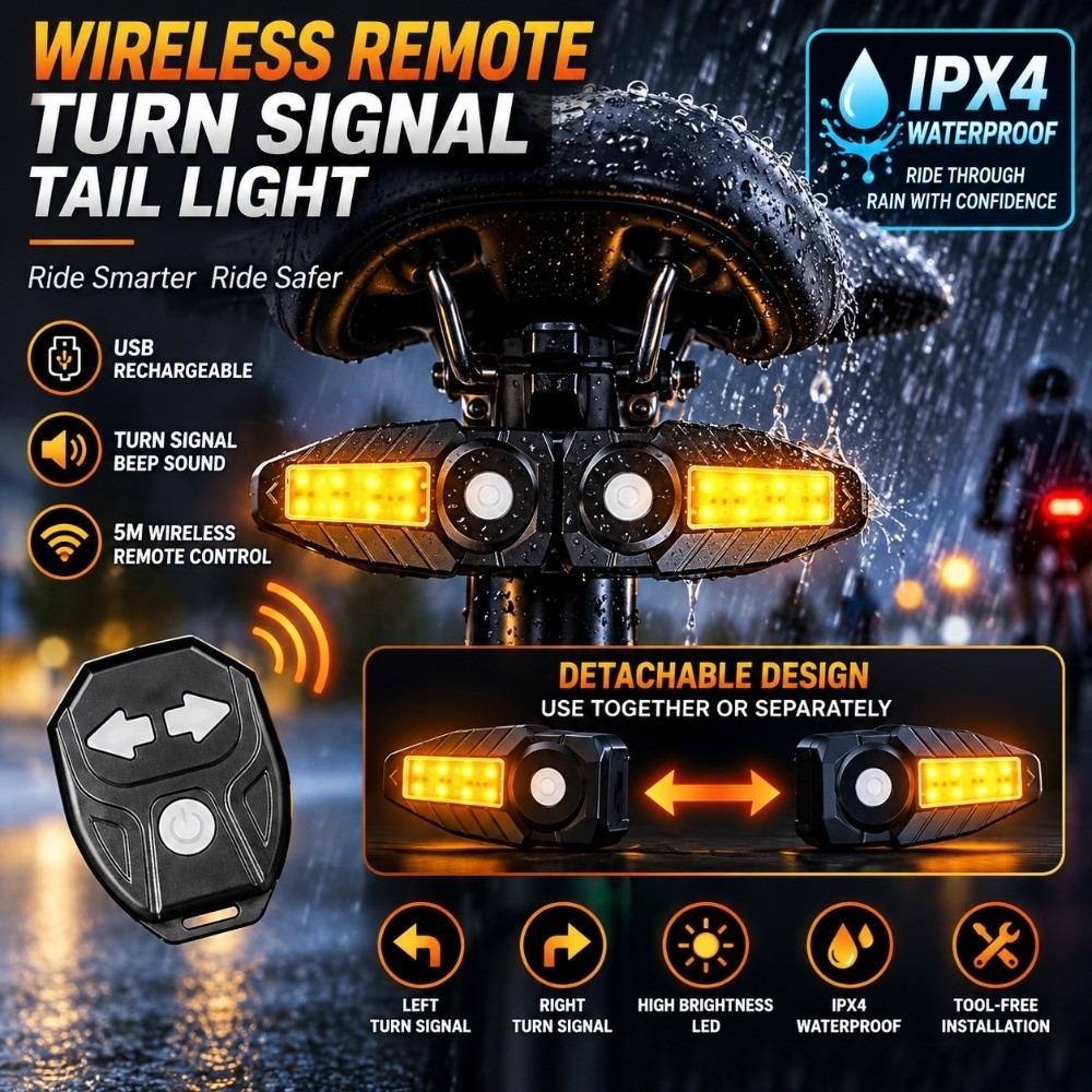 with Turn Signals Bike Tail Light Remote Control LED MTB Rear Light Safety Warning