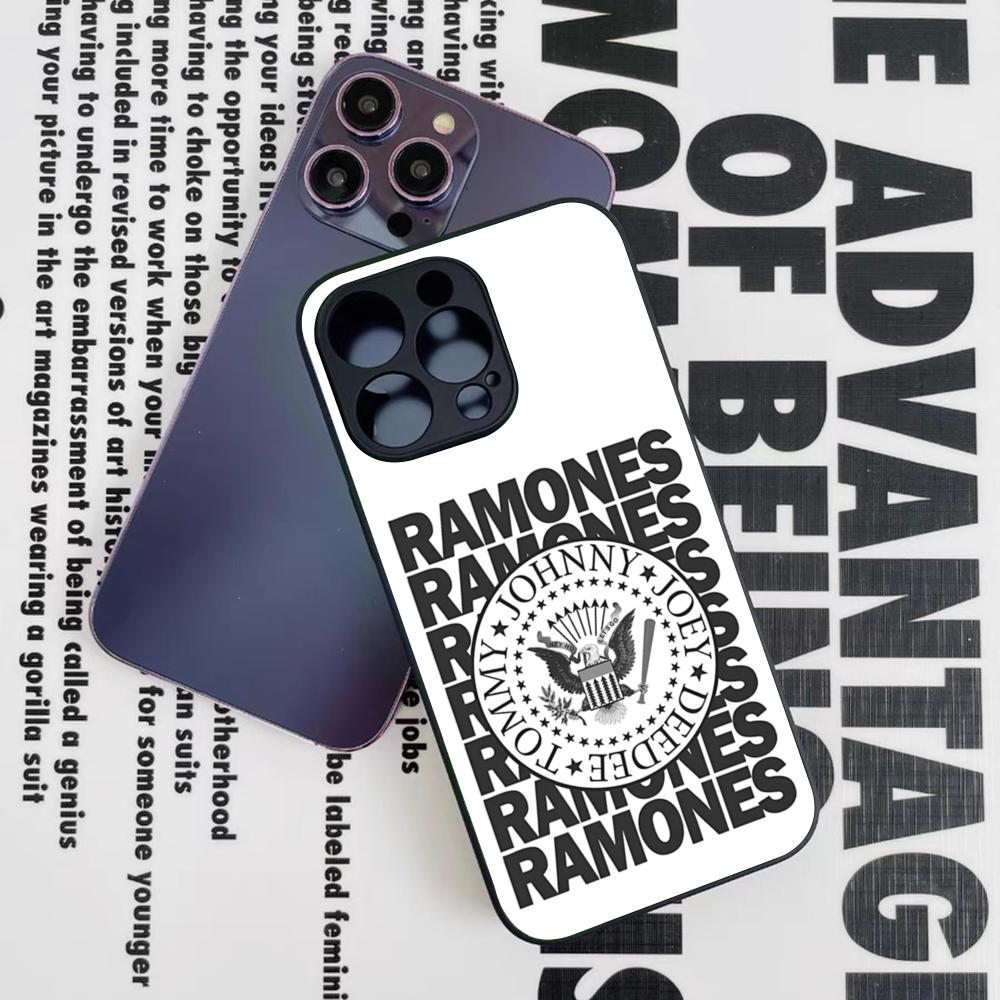 

Rock Band R-Ramones Phone Case for Iphone 16 15 14 12 11 13 Pro Max Mini 8 X Xr Xs Puls Black Glass Cover iPhone11Pro