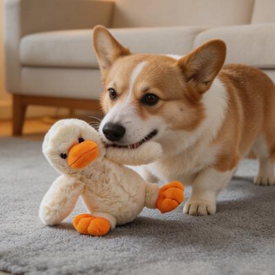 Plush Duck Dog Toy Squeaky Soft Stuffed Animal Dogs Chew Toy Puppy Teething Toy for Dogs Snuggle Interactive Tug-of-War Play