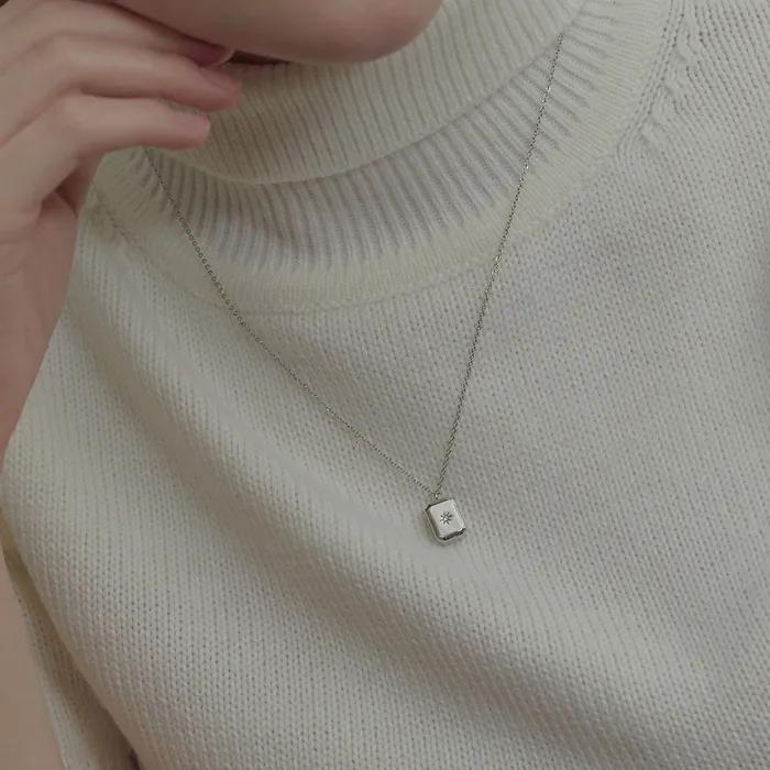 Square Pendant Sparkle Cubic Necklace (24k Plated)
