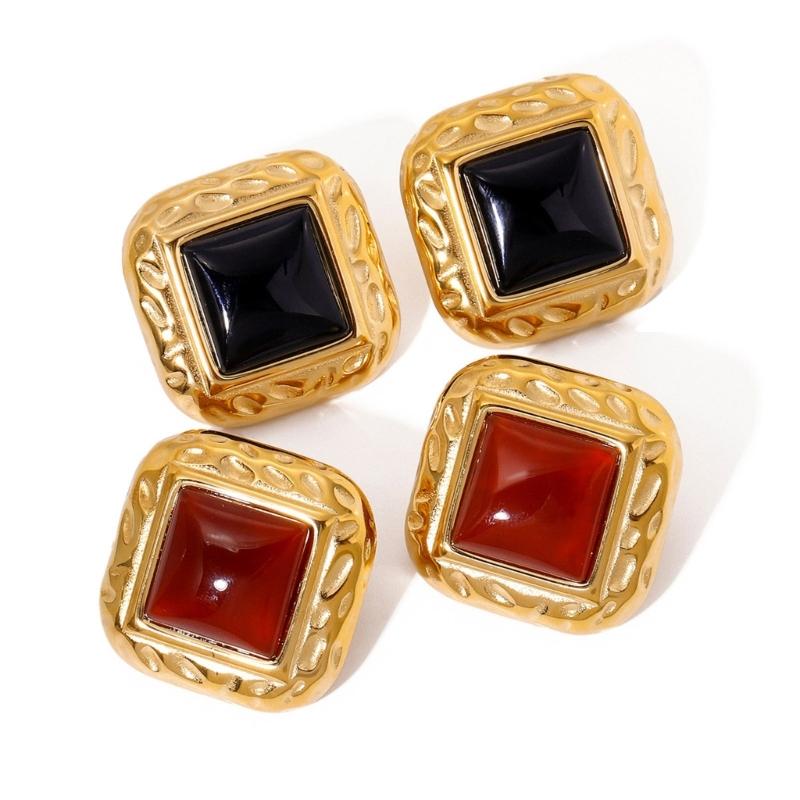 Charm Ear Studs Unique Ear Jewelry Geometric Square Earrings Stainless Steel Texture Present for Fashion Women and Girls