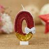 2.95-inch Red Gold Bow Digital Birthday Cake Candles Cake Candles Sparkling Wedding Baby Shower Party Decoration Cake Top Cover