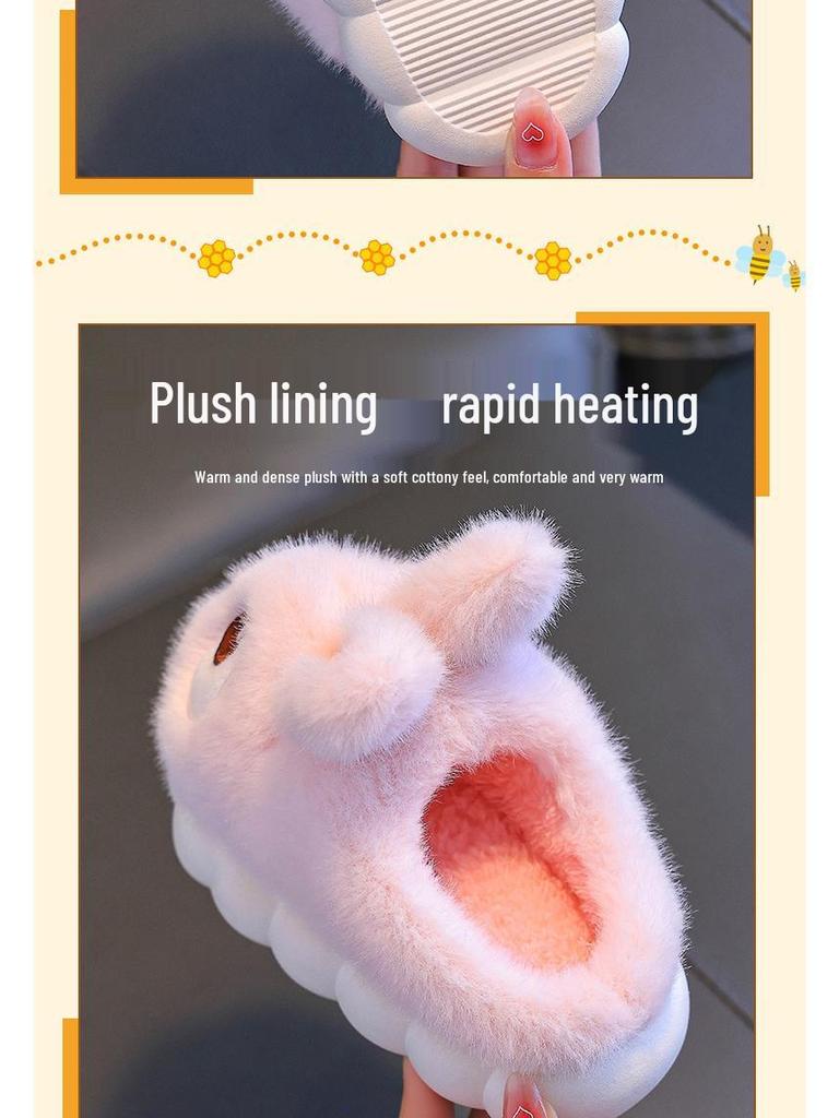Kids' Winter Cotton Slippers: Cute and Cozy Velvet Fur for Toddlers and Children
