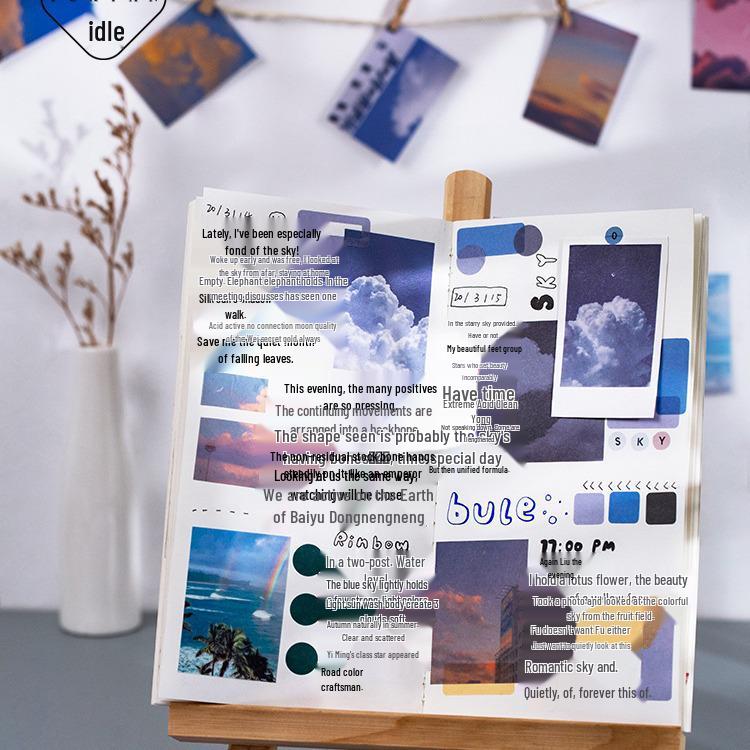 Yuxian Sky Island Series Headscarf Stickers: 50 Sheets of Artistic Fresh Romantic Journal Material in 6 Styles.