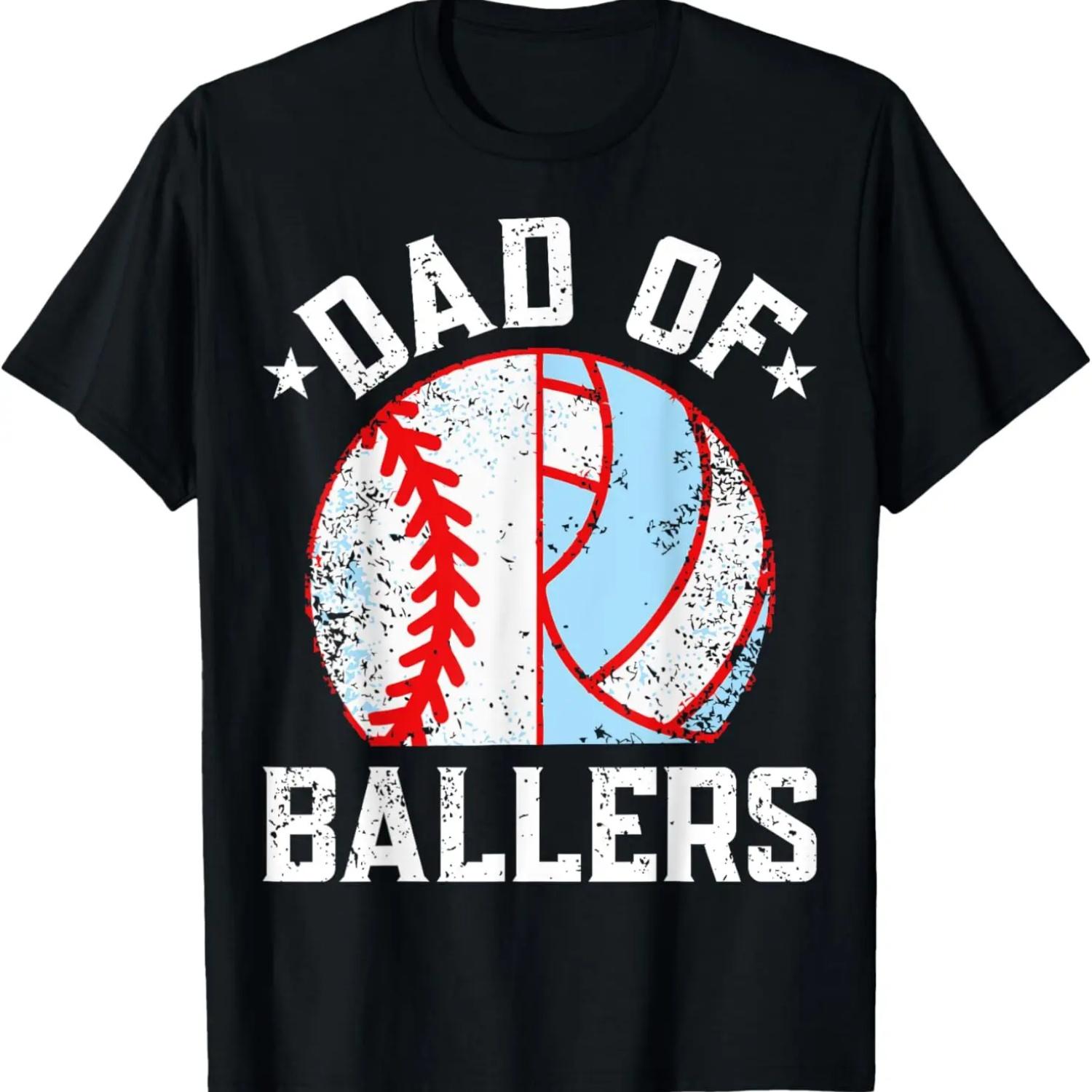 

Dad Of Ballers Funny Baseball and Volleyball Fathers day T-Shirt XXXXXL чёрный