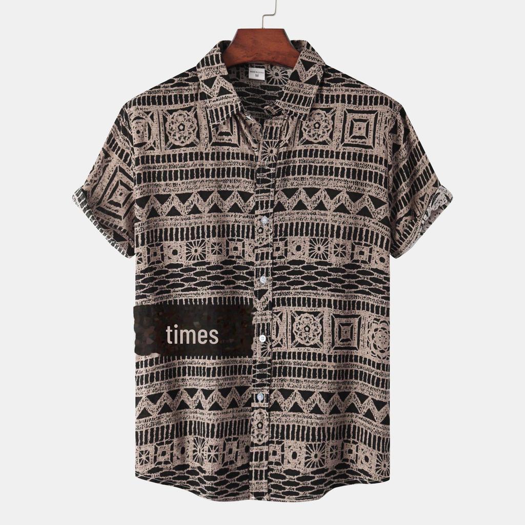 Men's Ethnic-Style Floral Short-Sleeved Shirt - 2024 Summer Collection, Plus Sizes Available