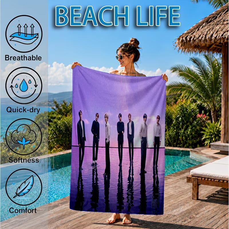 kpop Group Portrait Beach Towel, Microfiber Beach Towel, Perfect For Pool, Beach, Travel, Home Decor Beach Party Fan gifts