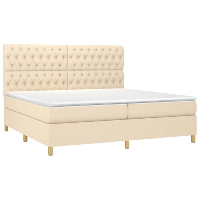 Maison Exclusive - Sommier à lattes de lit avec matelas Crème 200x200 cm Tissu