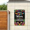 Hola Amigos Iron Wall Art Colorful Mexican Fiesta Welcome Sign Cactus Sombrero Decor Retro Home Cafe Party Hanging Plaque