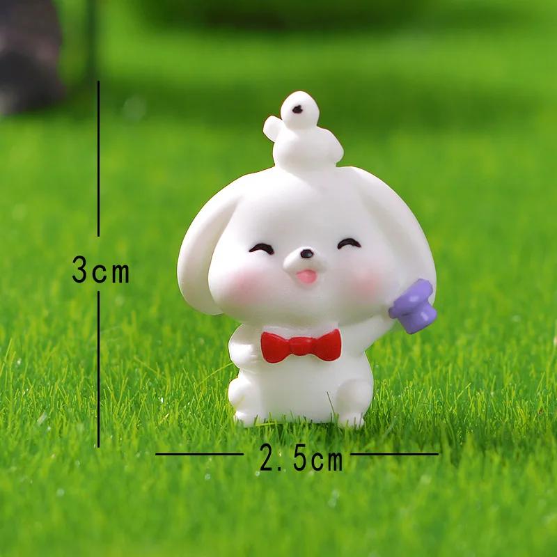 1/6 Figurine Miniature Funny Cute Rabbit Micro Landscape Ornaments For Hoom Decorations DIY Office Desk Accessories Room Decor