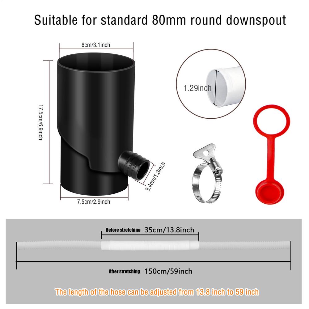 Regenwasserauffangsystem UV-beständig Wetterfest Regenfass Umleitungsset Tragbare Regentonnen zum Sammeln von Regenwasser von