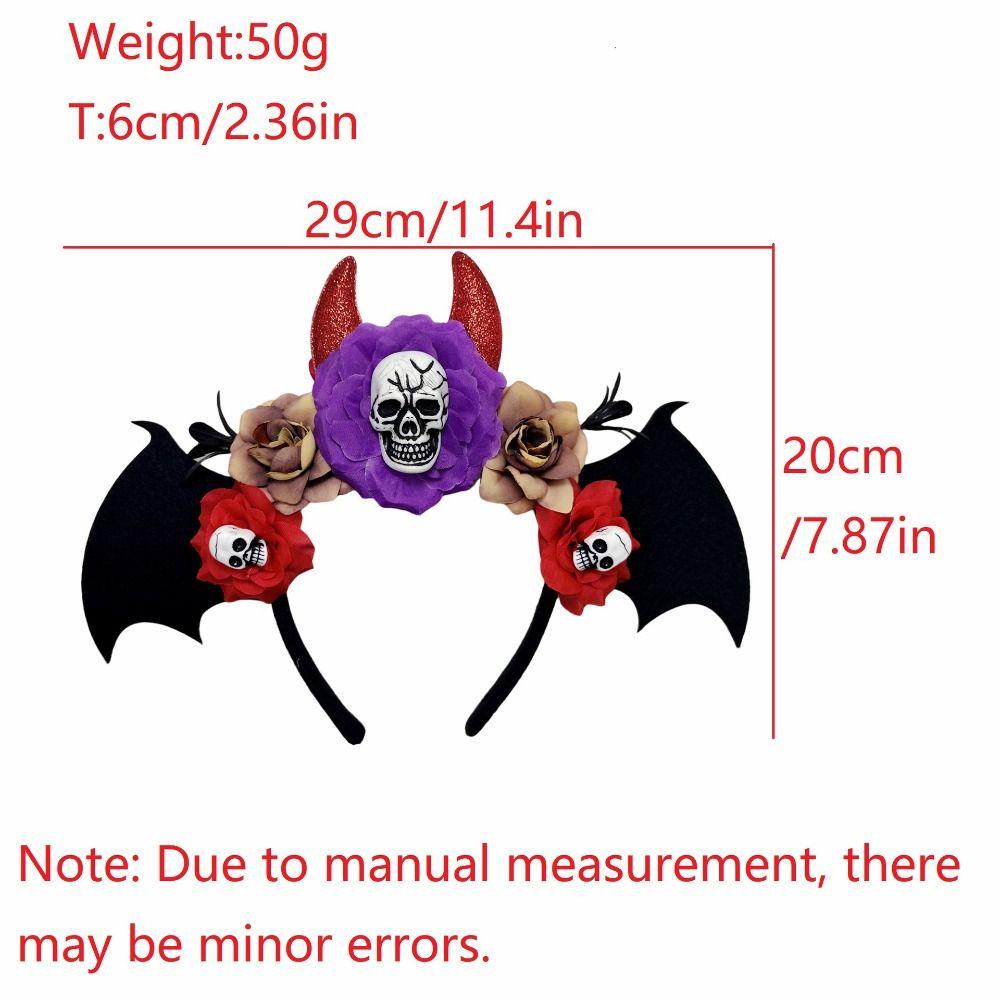 Exaggerated Gothic Skull Head Hair Hoop Dark Bat Halloween Skull Headband Headdress Decor Day of The Dead Hairband Haunted House