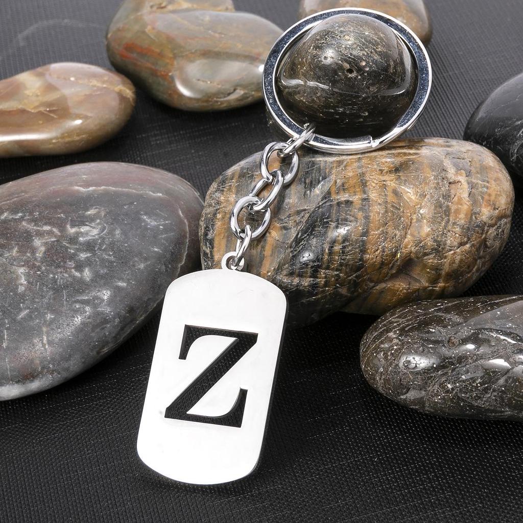 Stainless Steel Alphabet Charm Keychain - Smooth Surface, Retro Style Gift Pendant