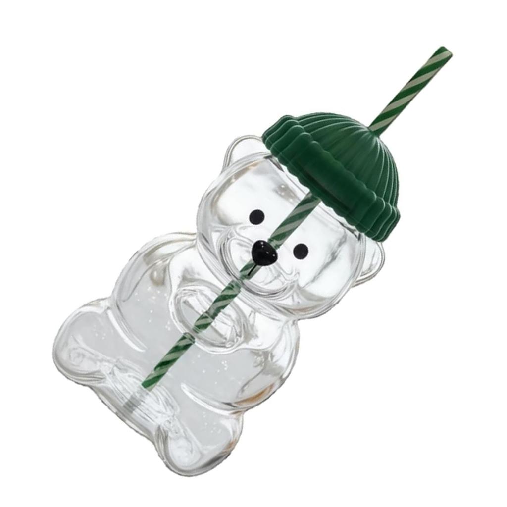 Ayı Pipetli Bardak Bebek Sevimli Kupa Borosilikat Cam Kahve Süt Çay İçecekler için Kapaklı 20oz