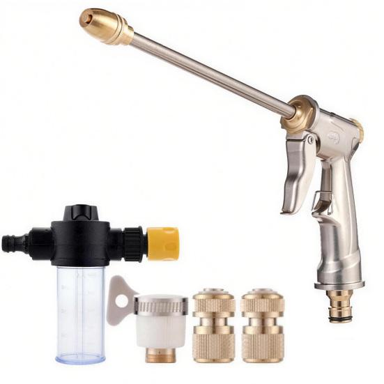 

High Pressure Household Car Wash Nozzle Water with One-Click Multi Spray Modes Direct Fan Nozzle All-Copper Leak-Proof Joints Foam Pot for Car A