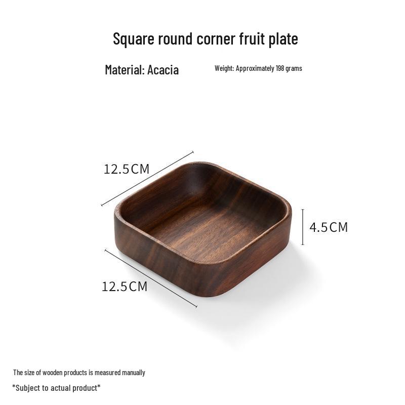 Solid Walnut Wooden Fruit & Salad Bowl - Round Plate for Dining & Household Use
