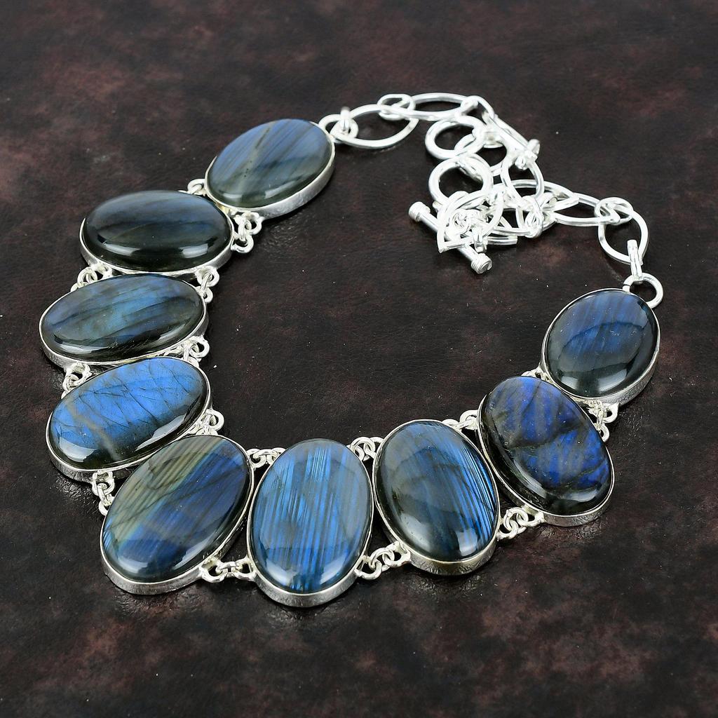 Labradorit-Halskette, 925er-Sterlingsilber-Halskette, zierlicher Edelstein-Schmuck, verstellbare Kette, handgefertigter Geburtsstein-Schmuck, Geschenk für ihn