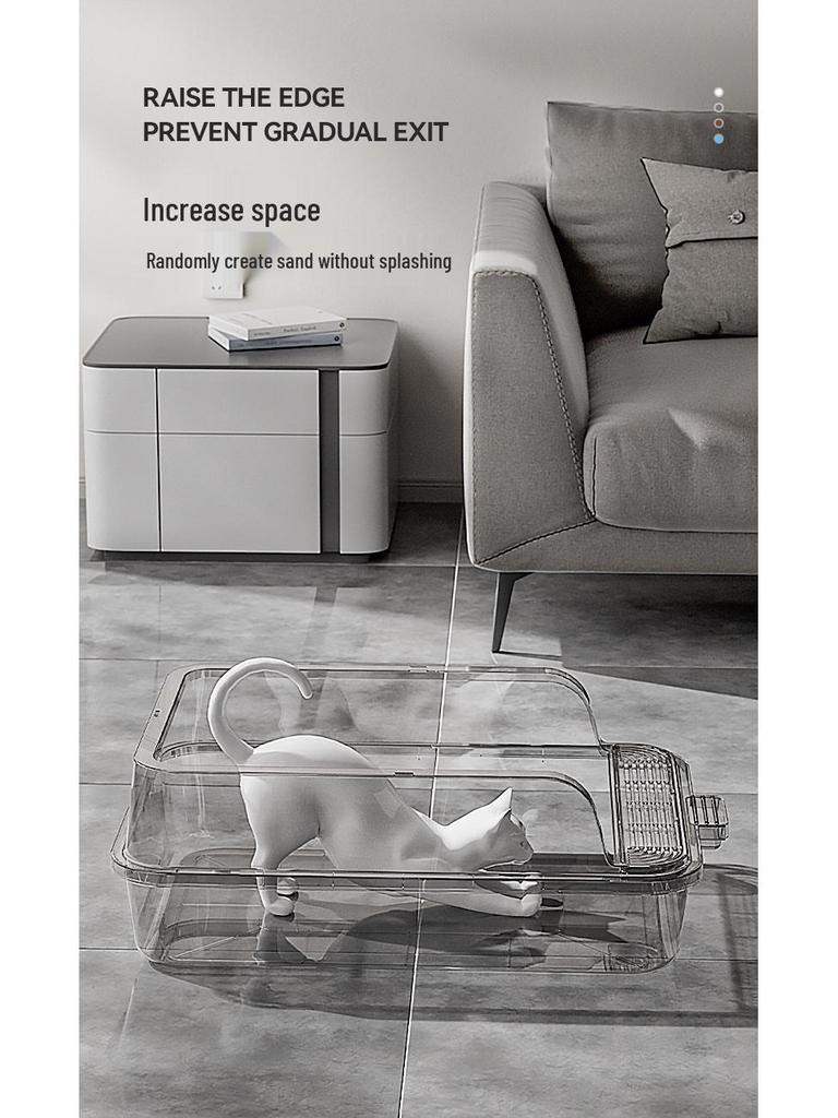 Extra Large Dust-Free Semi-Enclosed Cat Litter Box with Anti-Splash Design