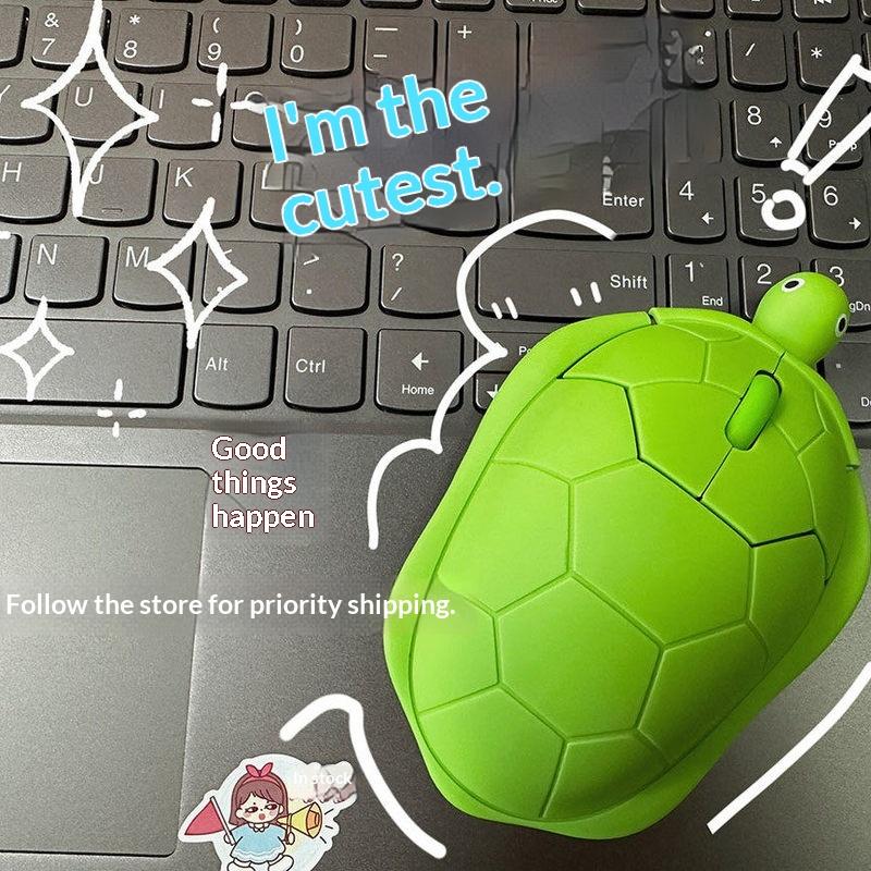 Small Turtle Mouse 2Nd Gen 3 Mode Wired Wireless 2.4G Bluetooth Chargeable Silent For Laptop Desktop Home Spoof Gift For Friend