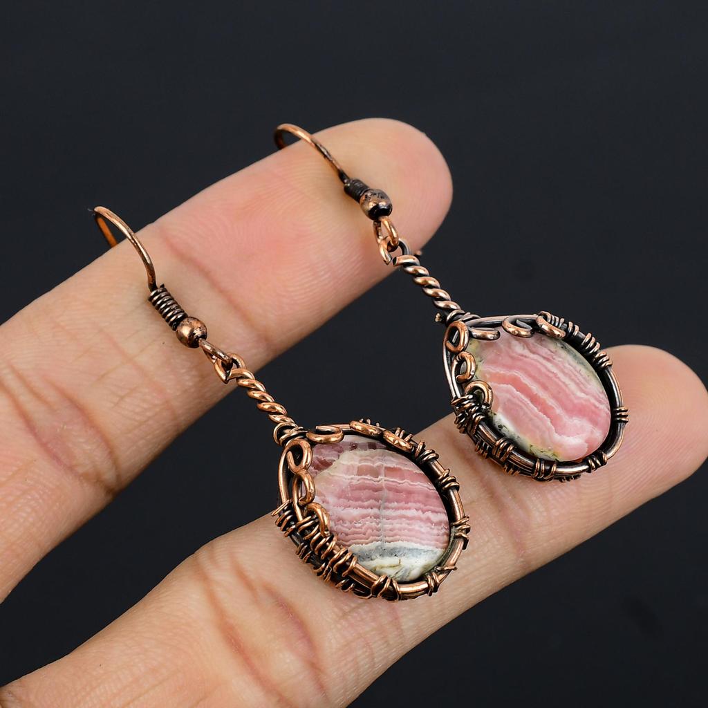 Rhodochrosite Jewelry, 999 Copper Wire Wrapped Pendant, Handmade Gemstone Jewelry Pendant, For Memorial Day