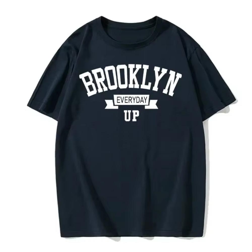 Summer Men's Cotton T-Shirt Brooklyn Print Top T-Shirt Men's Fashion Letter Vest Short Sleeve Clothing Harajuku Street Wear
