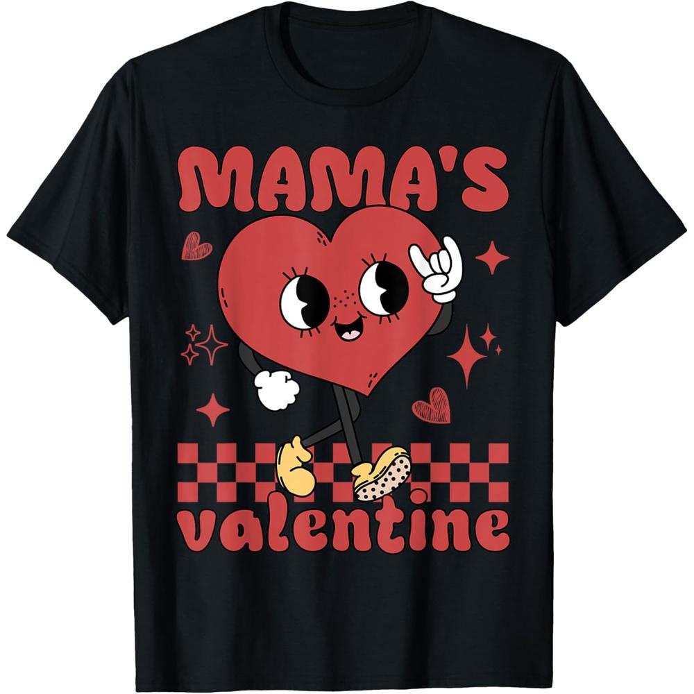 Mama s Valentine Retro Valentines Day For Toddler Boys Boys Girls T Shirt XL