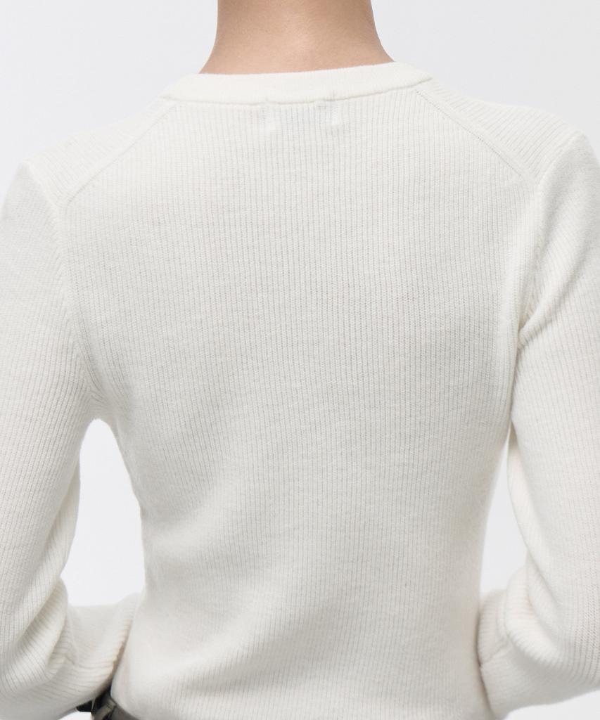MUSINSA STANDARD WOMAN Women'S Ribbed Slim Crew Neck Knit [Ivory]