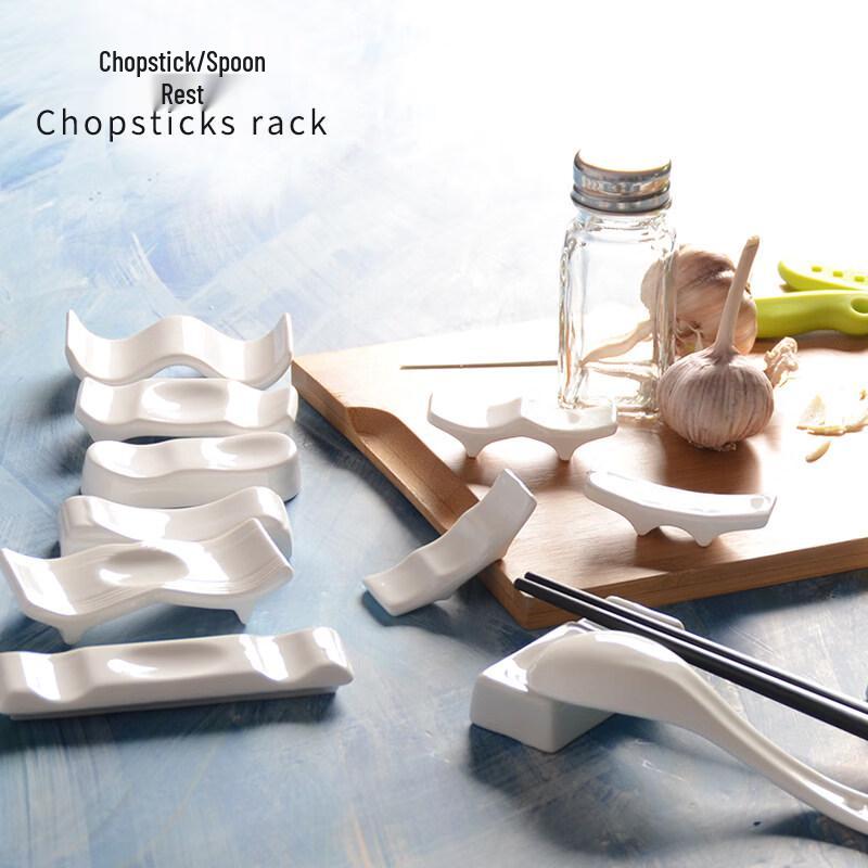Pure White Ceramic Chopstick Rest