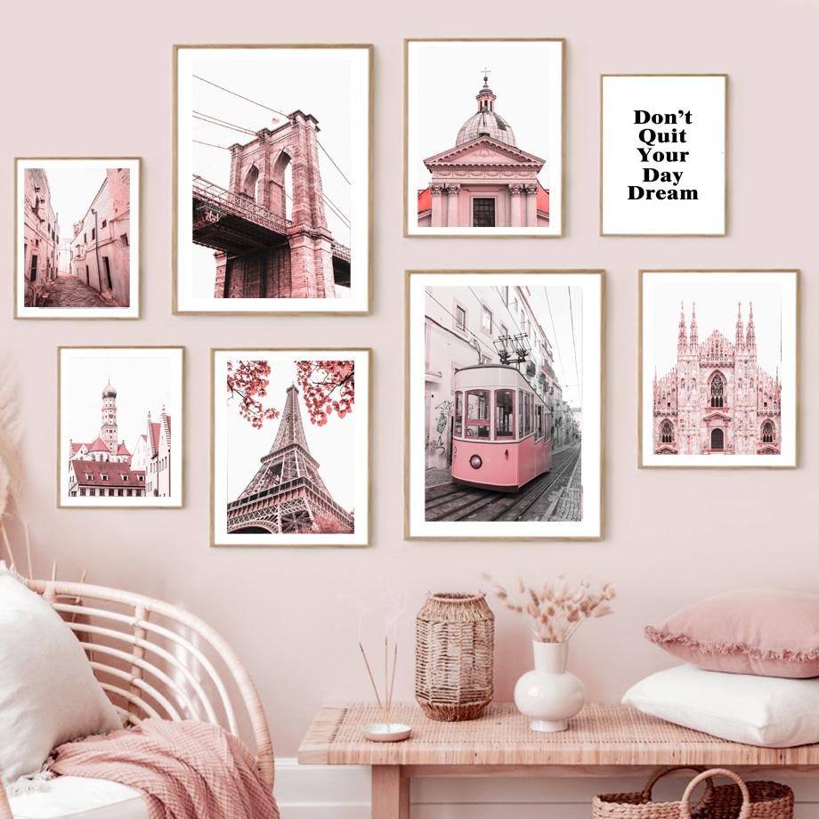 Tower Paris Church Bridge Portugal 28 Tram Street Wall Art Print Canvas Painting Nordic Poster Decor Pictures For Living Room