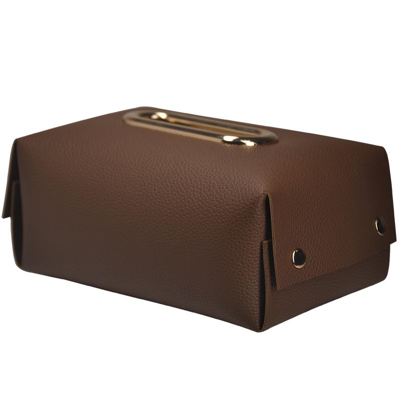 J Nordic style simple modern design living room central table Napkin Holder hand made leather tissue box  Paper Case storage box