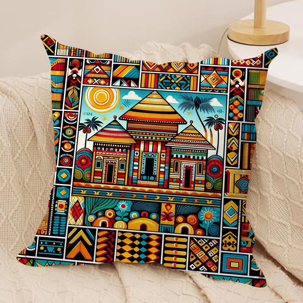 African Living Art Cushion Cover Soft Plush Fabric DoubleSided Printed Cushion Covers for All Seasons Home Decor