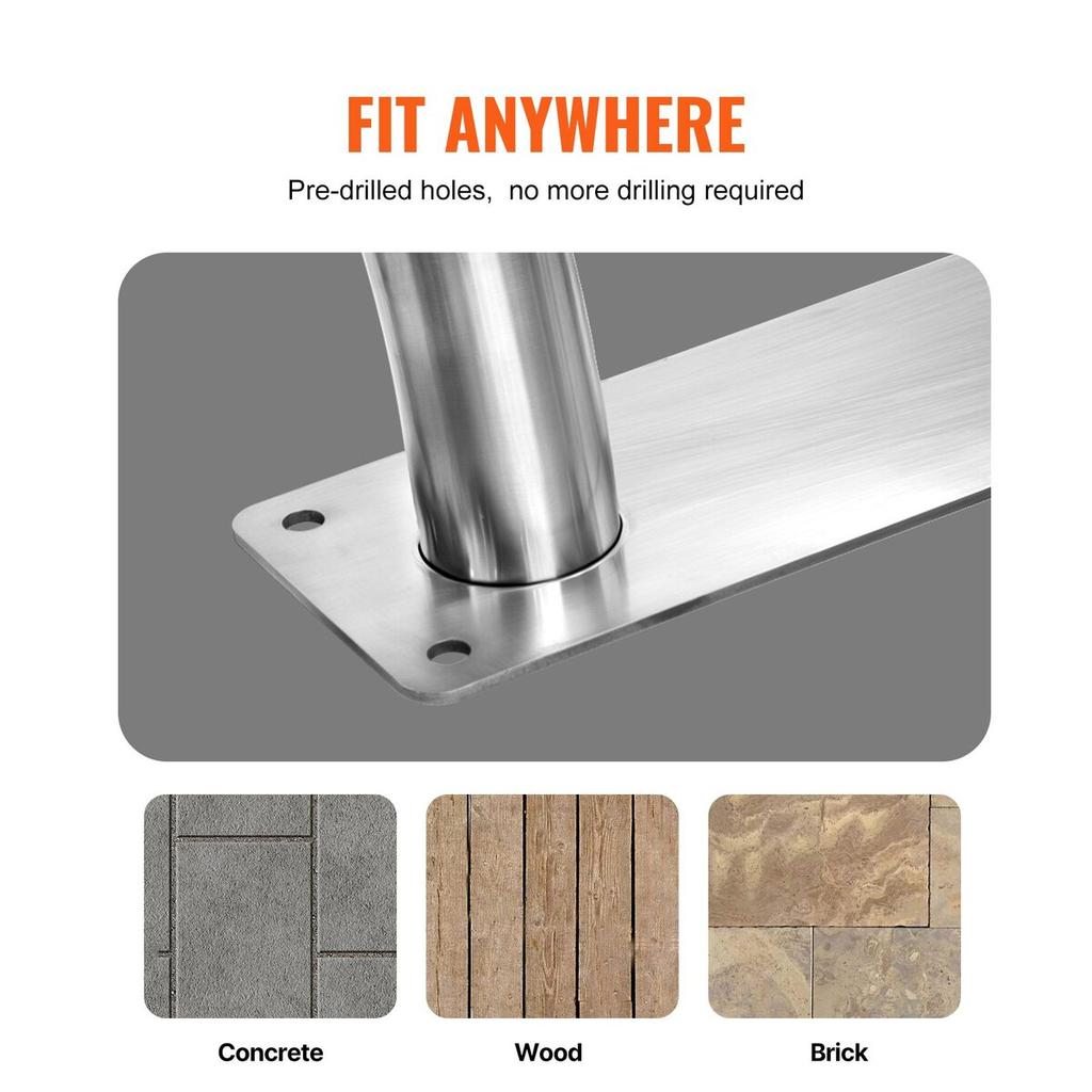 Pool Handrail 54 X 36 Inch Stainless Steel with Base Plate for Spas