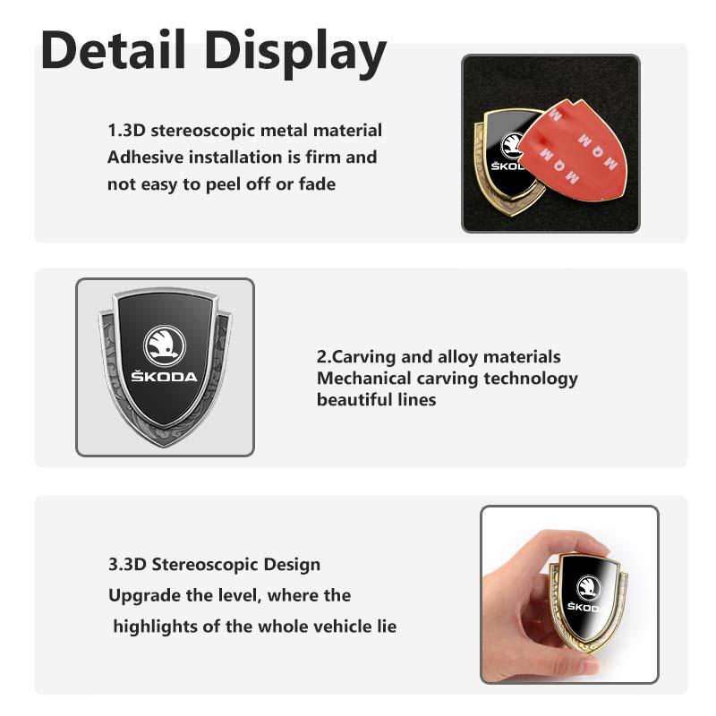 VIJT4 3D Metal Car Side Body Trunk Decoration Emblem Sticker Shield Styling For Skoda octavia a5 a4 mk1 2 fabia superb rapid mk3 yeti