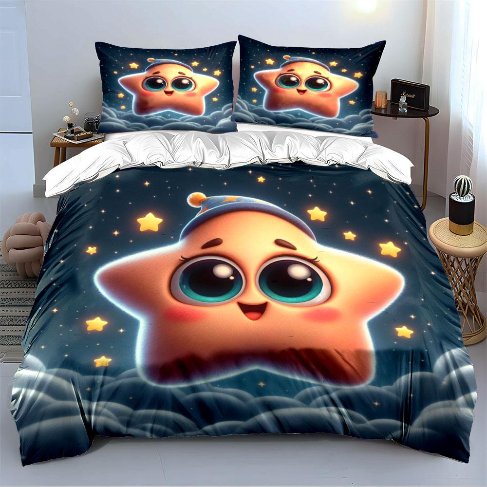 Cute Star Character Bedding Set Bedding Duvet Cover Set Duvet Cover Pillowcases (1 * Duvet Cover 2 * Pillowcases, without duvet insert)