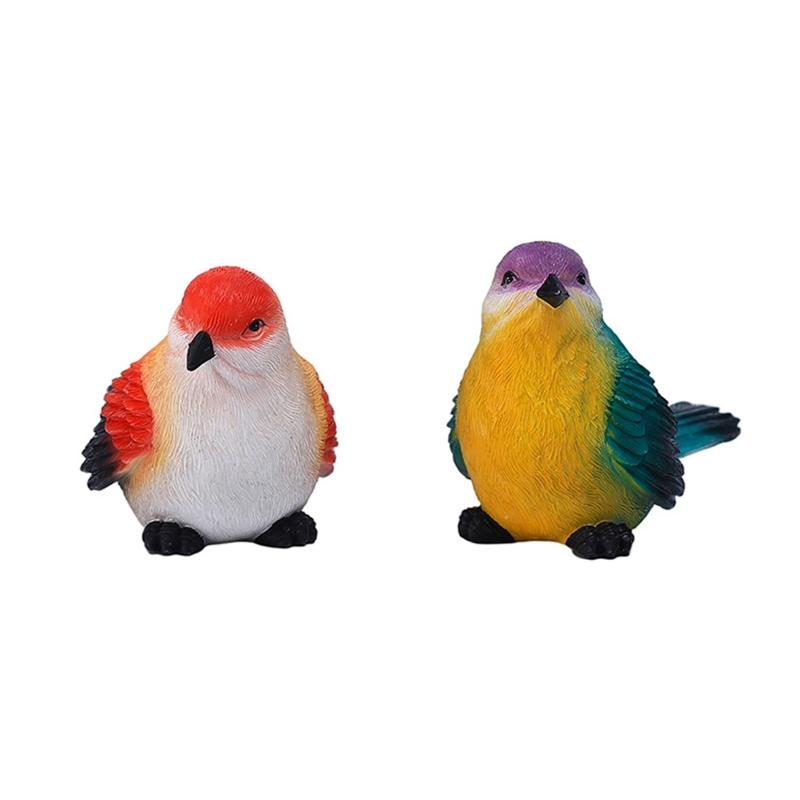 Søte fuglefigurer 2 stk/sett Harpiks Dyr Miniatyr Statue Kunst Håndverk Dekor for Hjem Utendørs Hage Hage Hage Dekor gave