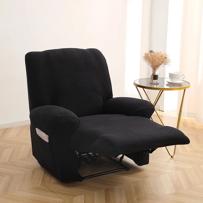Elastic Armchair Cover 1 Seater Polar Fleece Recliner Sofa Cover Non-Slip Relax Accent Reclining Sofa Cover Living Room