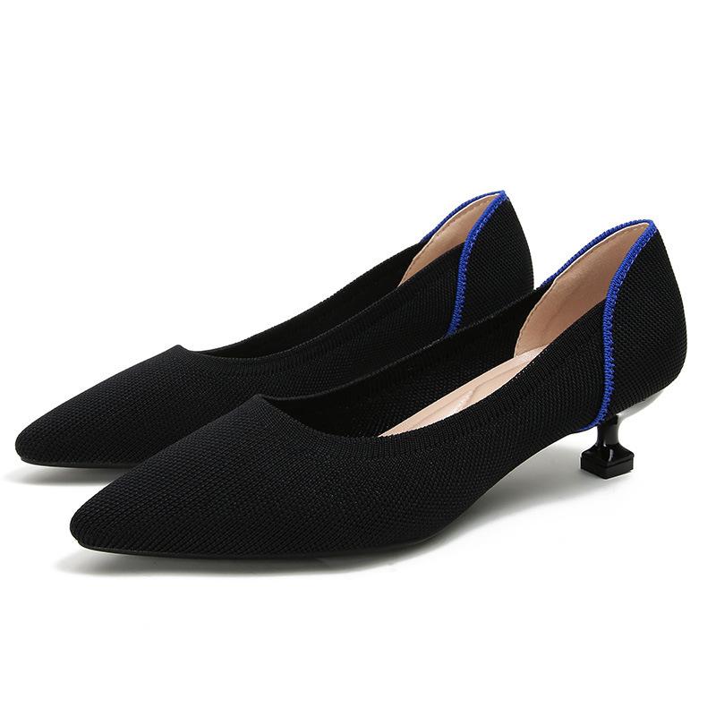 New Cat's Eye Heel Pointed Thin Heel Comfortable Fly-woven Shoes Temperament Fan Women's Heels
