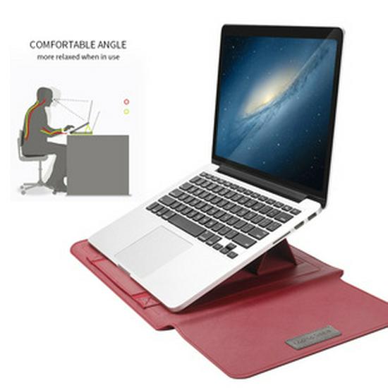14" Leather Laptop Sleeve & Stand Compatible with MacBook & Huawei Notebooks