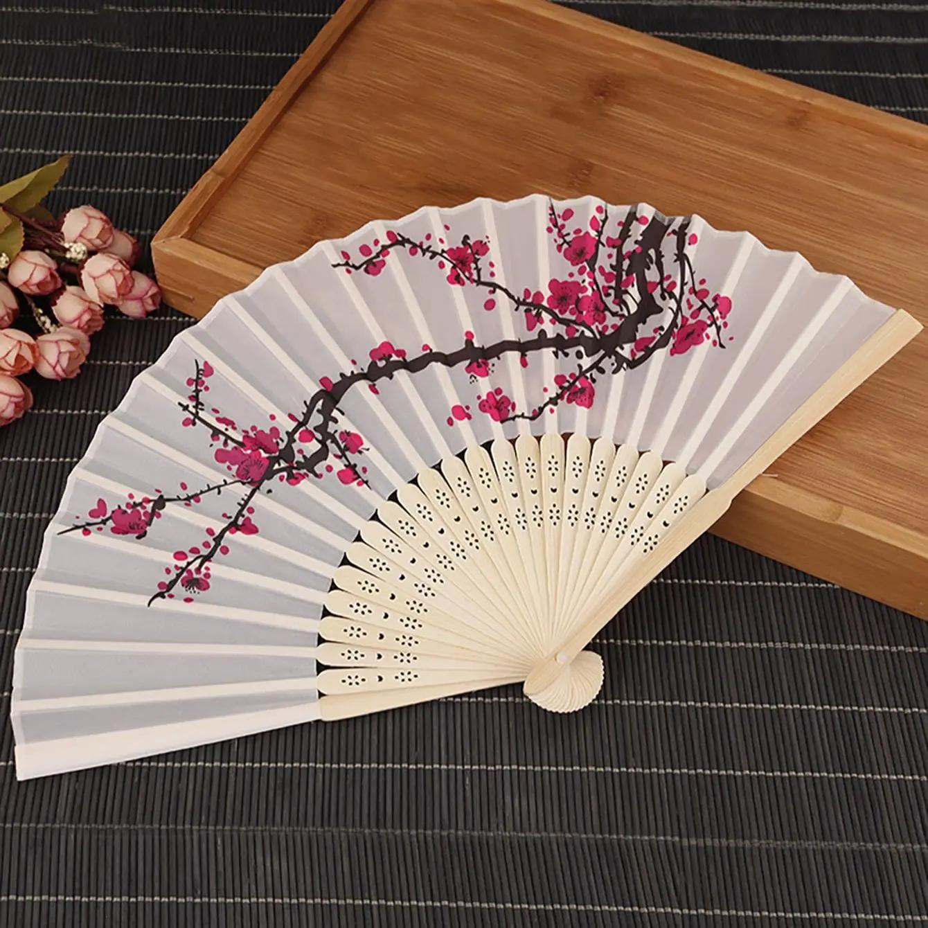 

1pc- Foldable Cherry Hand Fan Blossom Fans Asian Wedding Portable Favor Gift Party Reception Delicate Folding Hand Fan Gift Deco белый