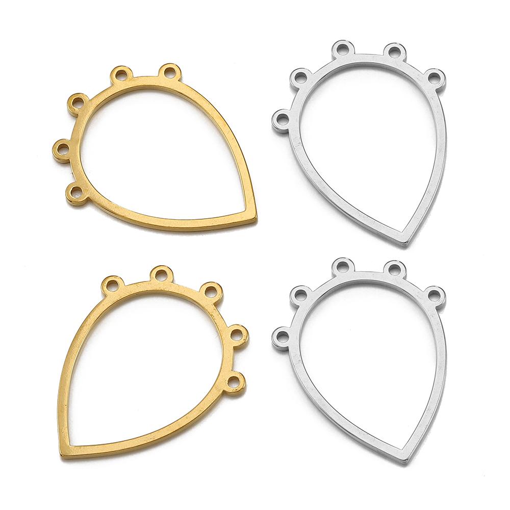10pcs Stainless Steel Geometric Stamping Blank Drop Porous Connector Pendant Charms Necklace Earrings Jewelry Making DIY